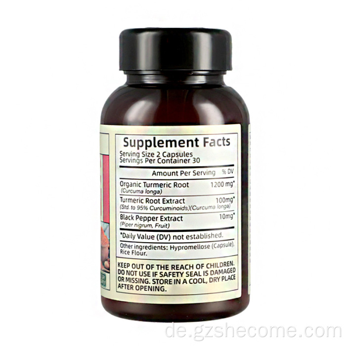 Kurkumapapseln Antioxidative Vorteile Curcumin -Kapseln